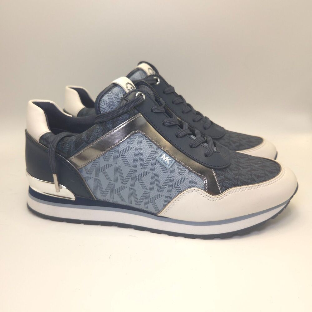 Michael Kors Maddy Logo Trainer Admiral Blue Sneakers Women 10M 49F0MAFS3B NIB